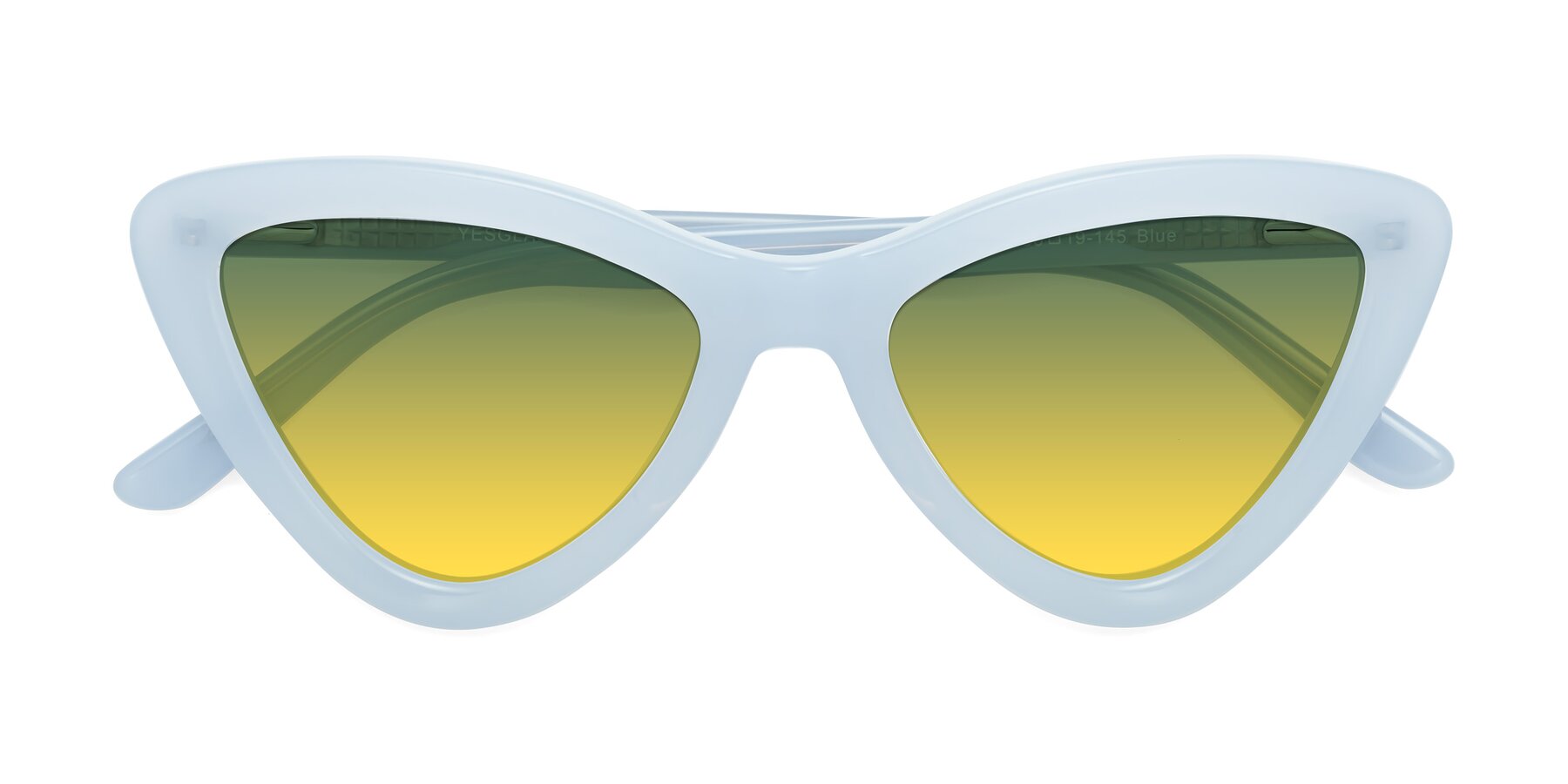 Folded Front of Candy in Blue with Green / Yellow Gradient Lenses