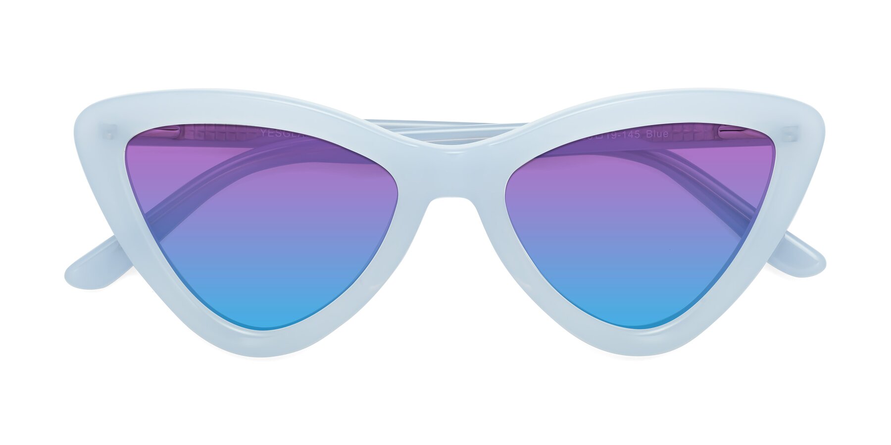 Folded Front of Candy in Blue with Purple / Blue Gradient Lenses