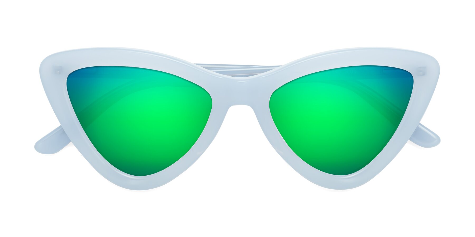 Folded Front of Candy in Blue with Green Mirrored Lenses