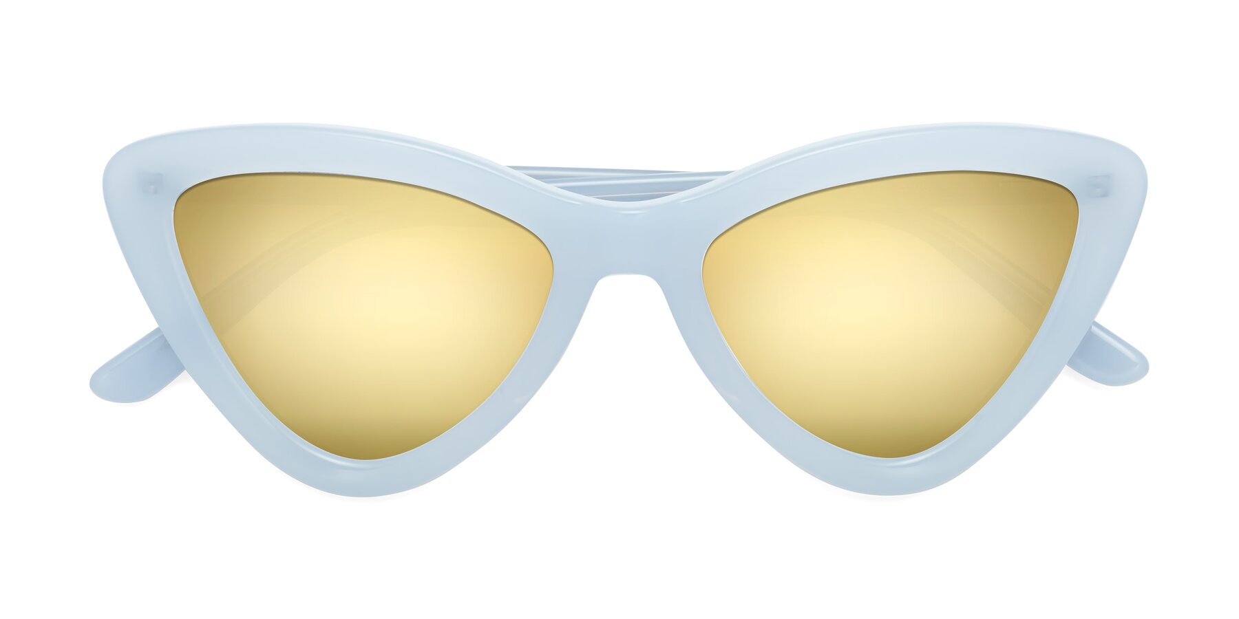 Folded Front of Candy in Blue with Gold Mirrored Lenses