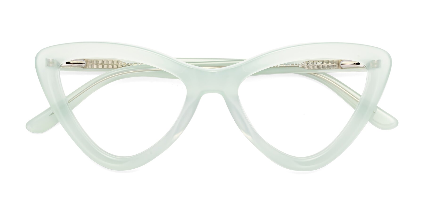 Folded Front of Candy in Light Green with Clear Eyeglass Lenses