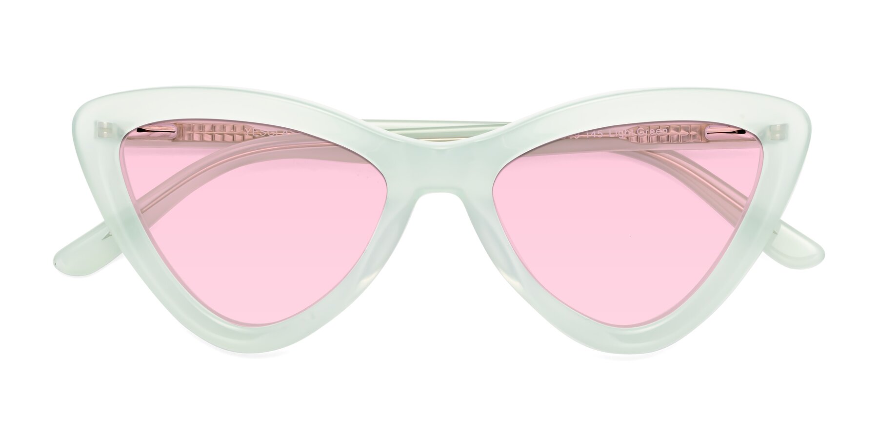 Folded Front of Candy in Light Green with Light Pink Tinted Lenses
