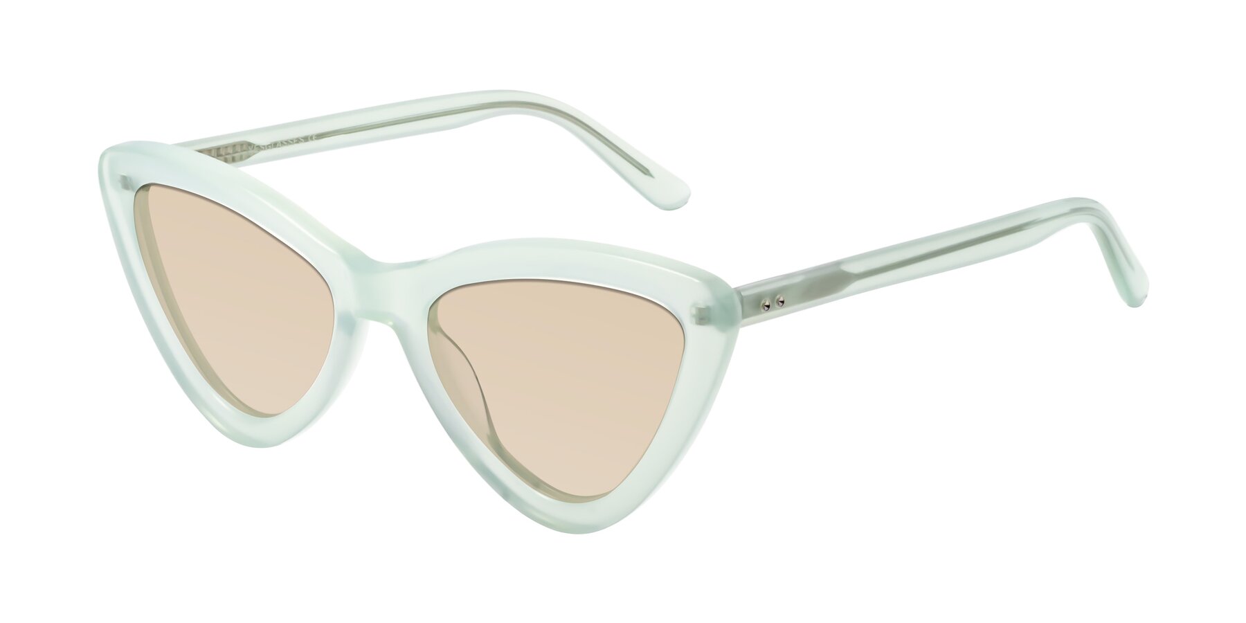 Angle of Candy in Light Green with Light Brown Tinted Lenses