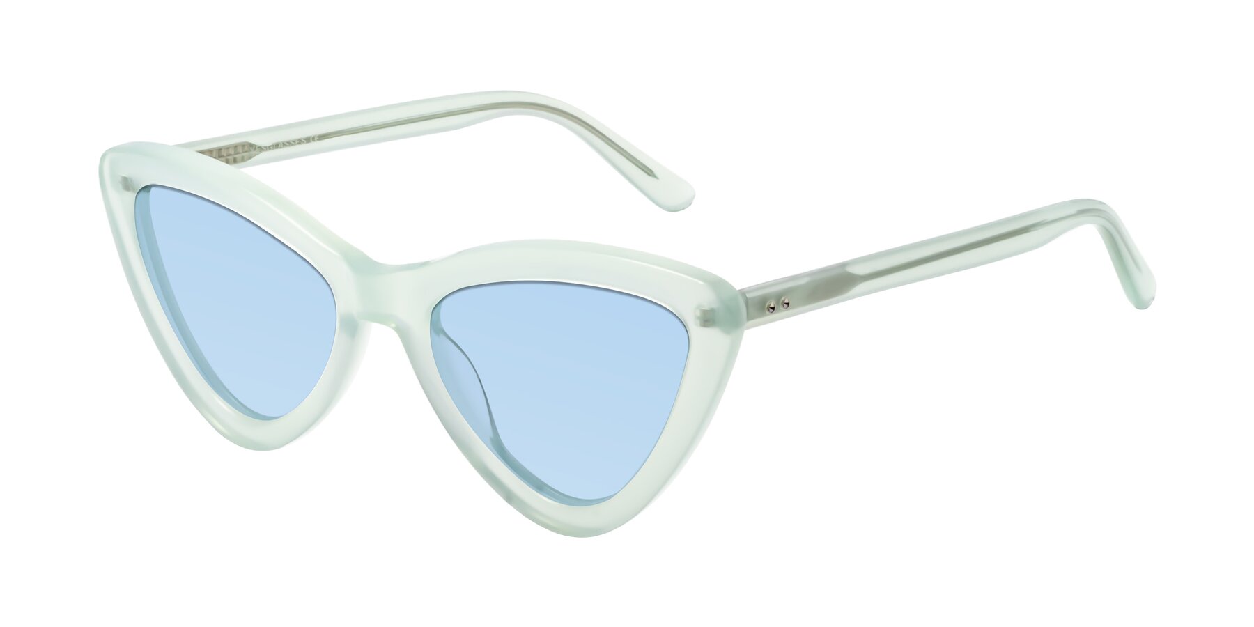 Angle of Candy in Light Green with Light Blue Tinted Lenses