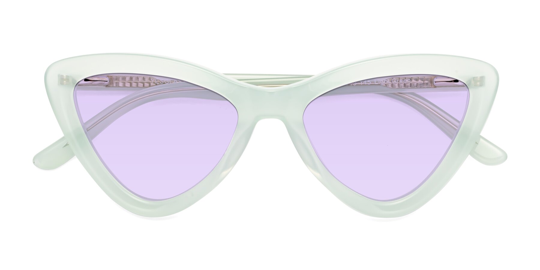 Folded Front of Candy in Light Green with Light Purple Tinted Lenses