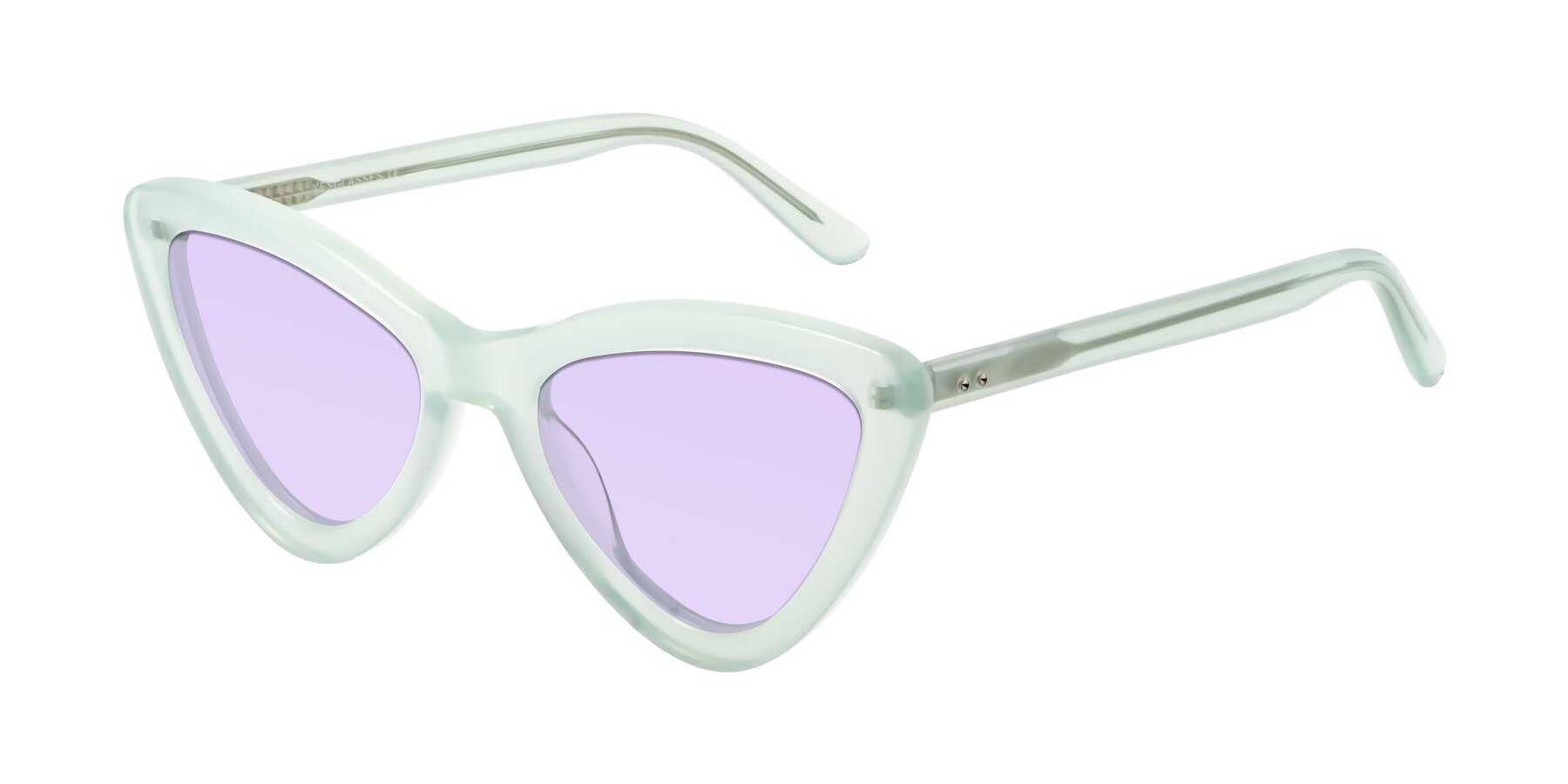 Angle of Candy in Light Green with Light Purple Tinted Lenses