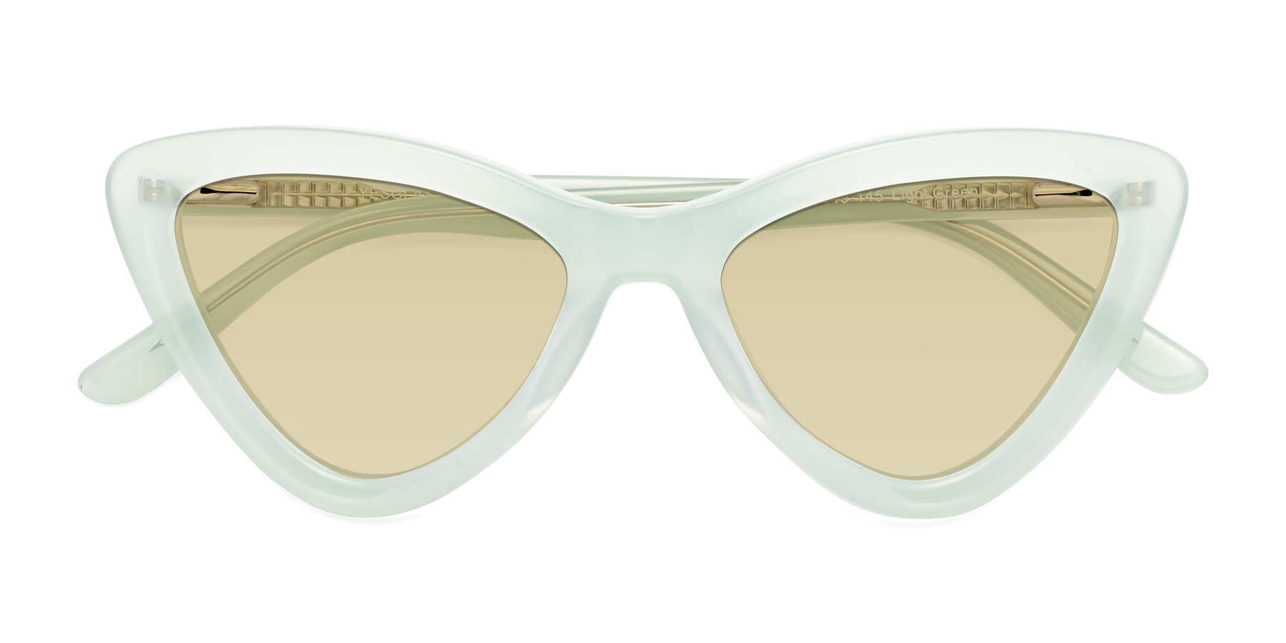 Folded Front of Candy in Light Green with Light Champagne Tinted Lenses