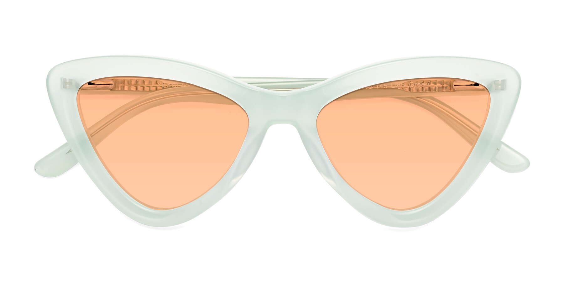 Folded Front of Candy in Light Green with Light Orange Tinted Lenses