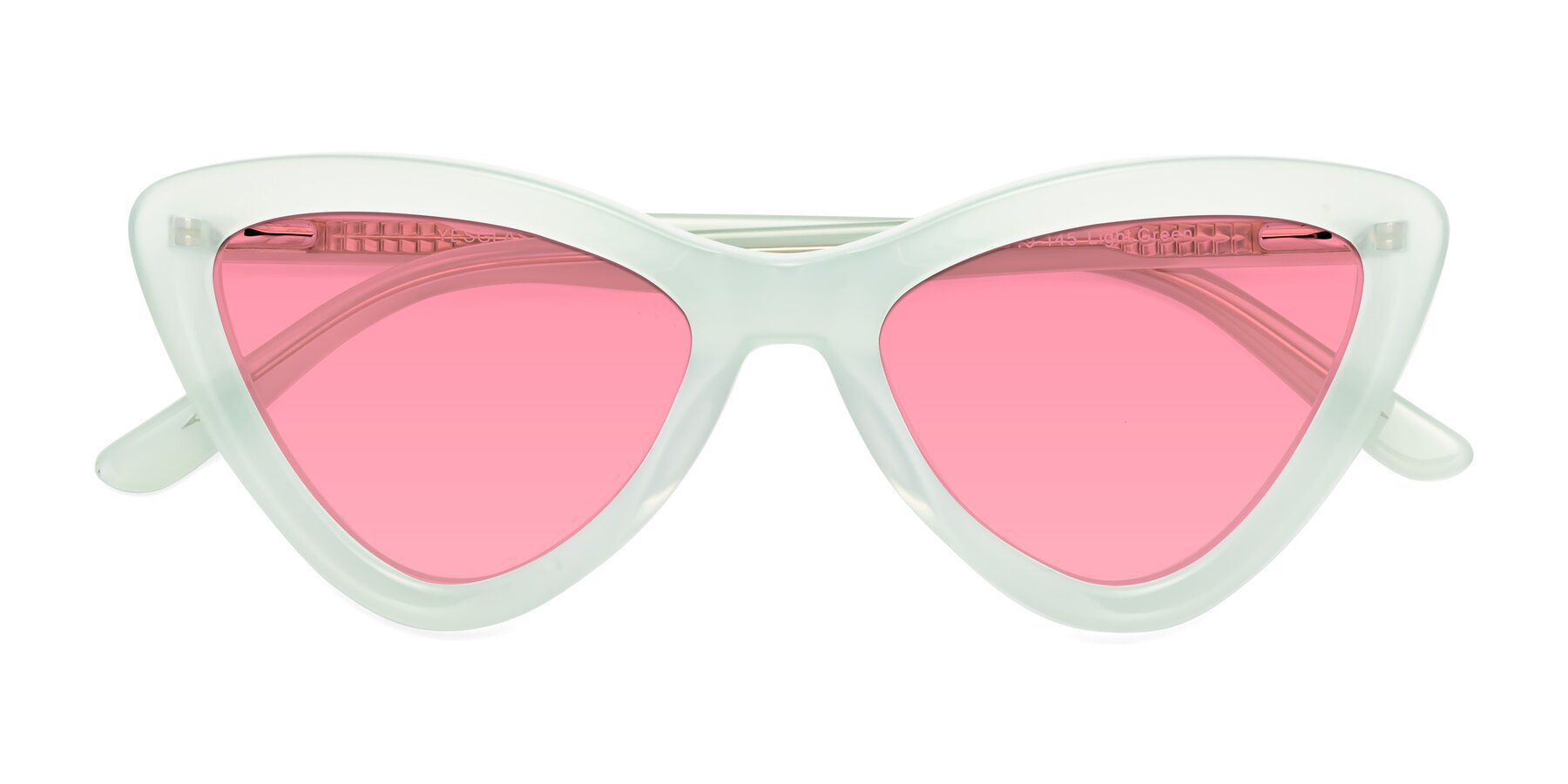 Folded Front of Candy in Light Green with Pink Tinted Lenses