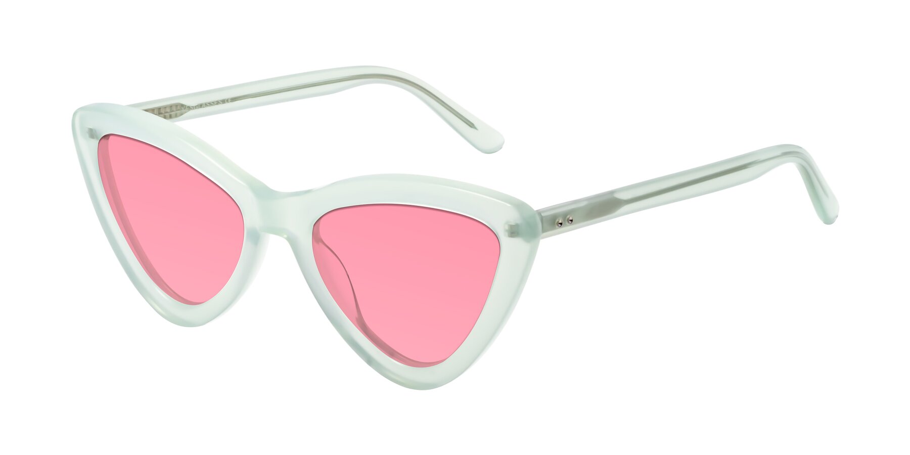 Angle of Candy in Light Green with Pink Tinted Lenses