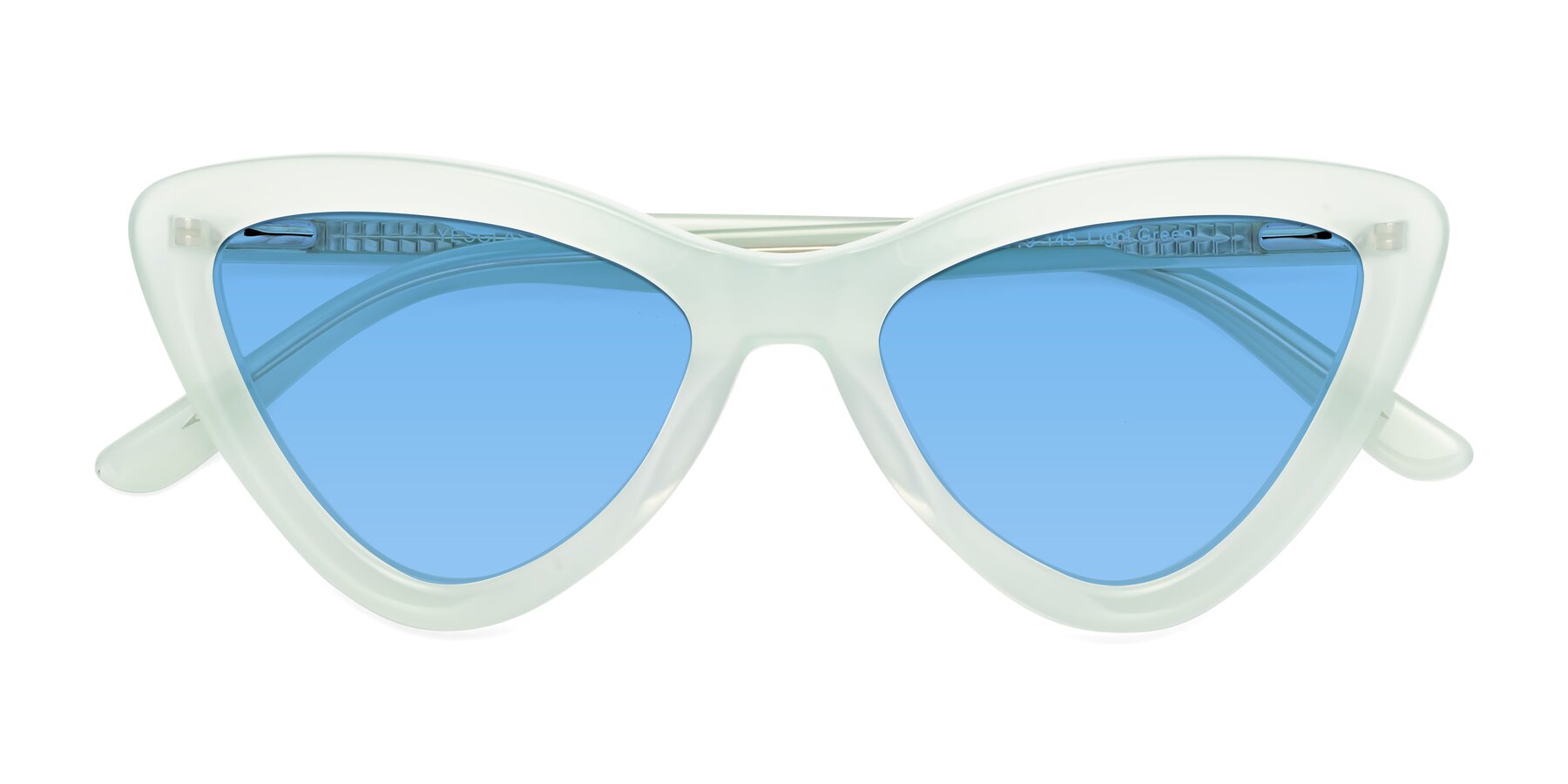 Folded Front of Candy in Light Green with Medium Blue Tinted Lenses
