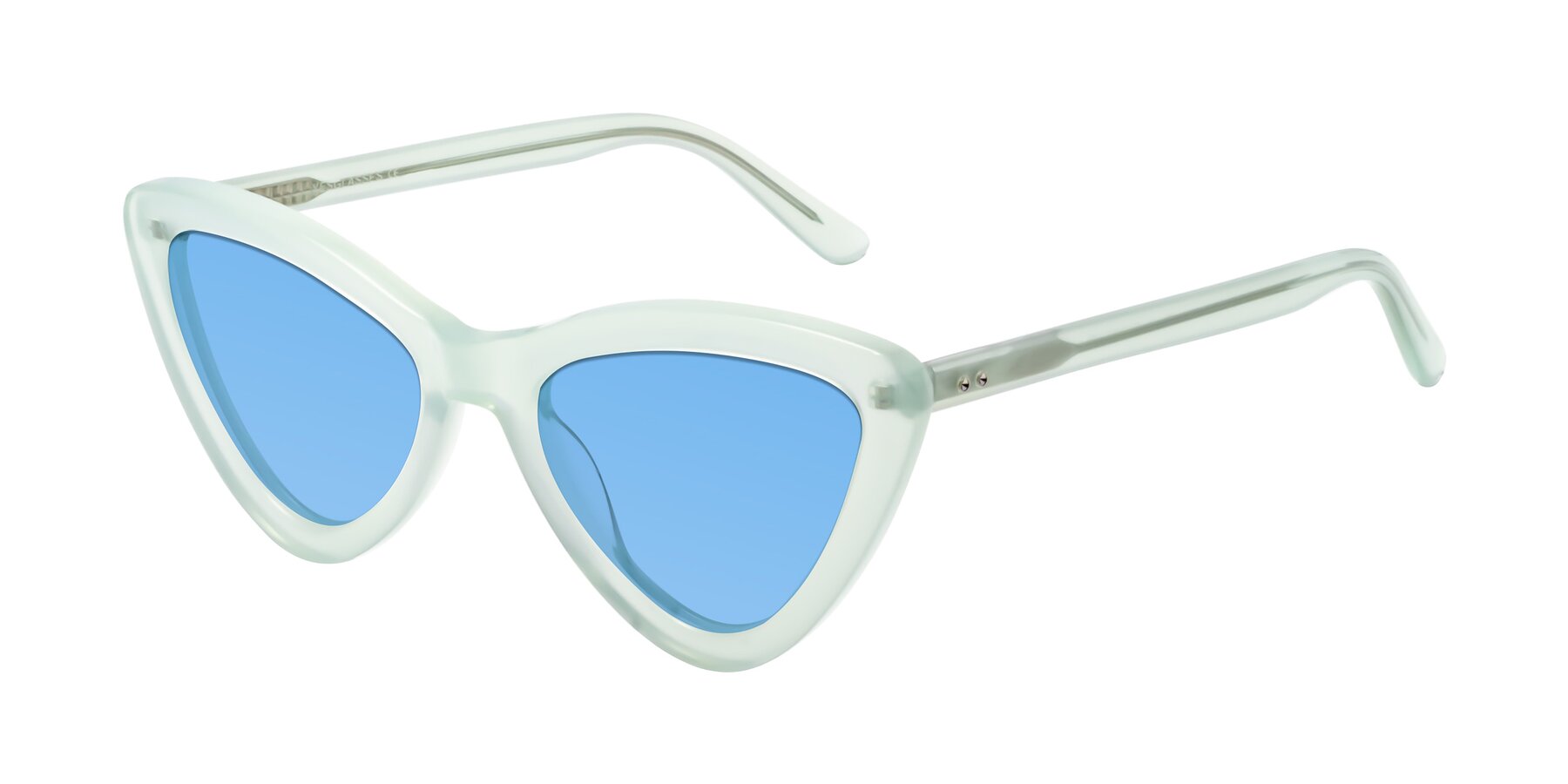 Angle of Candy in Light Green with Medium Blue Tinted Lenses