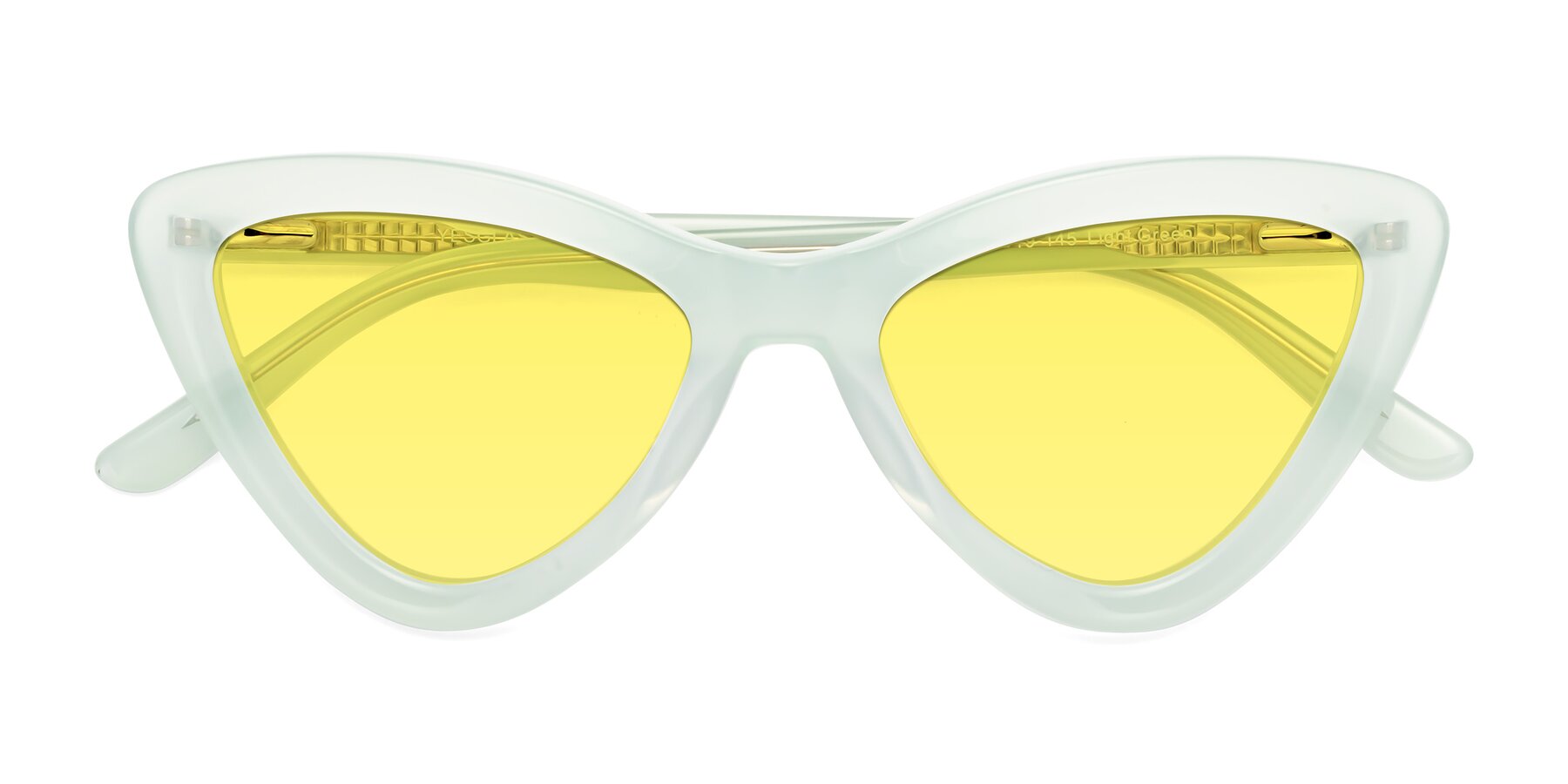 Folded Front of Candy in Light Green with Medium Yellow Tinted Lenses