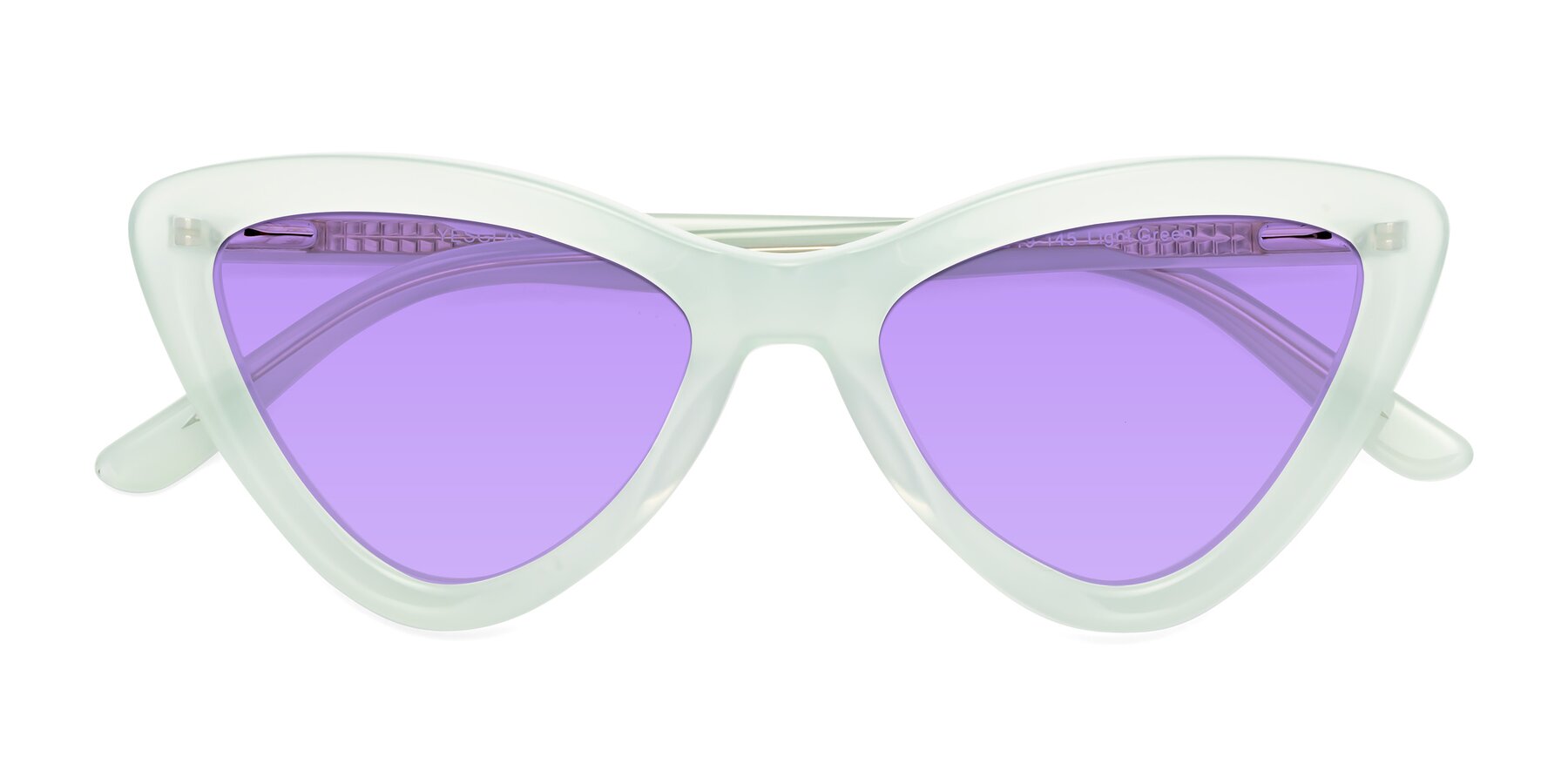 Folded Front of Candy in Light Green with Medium Purple Tinted Lenses