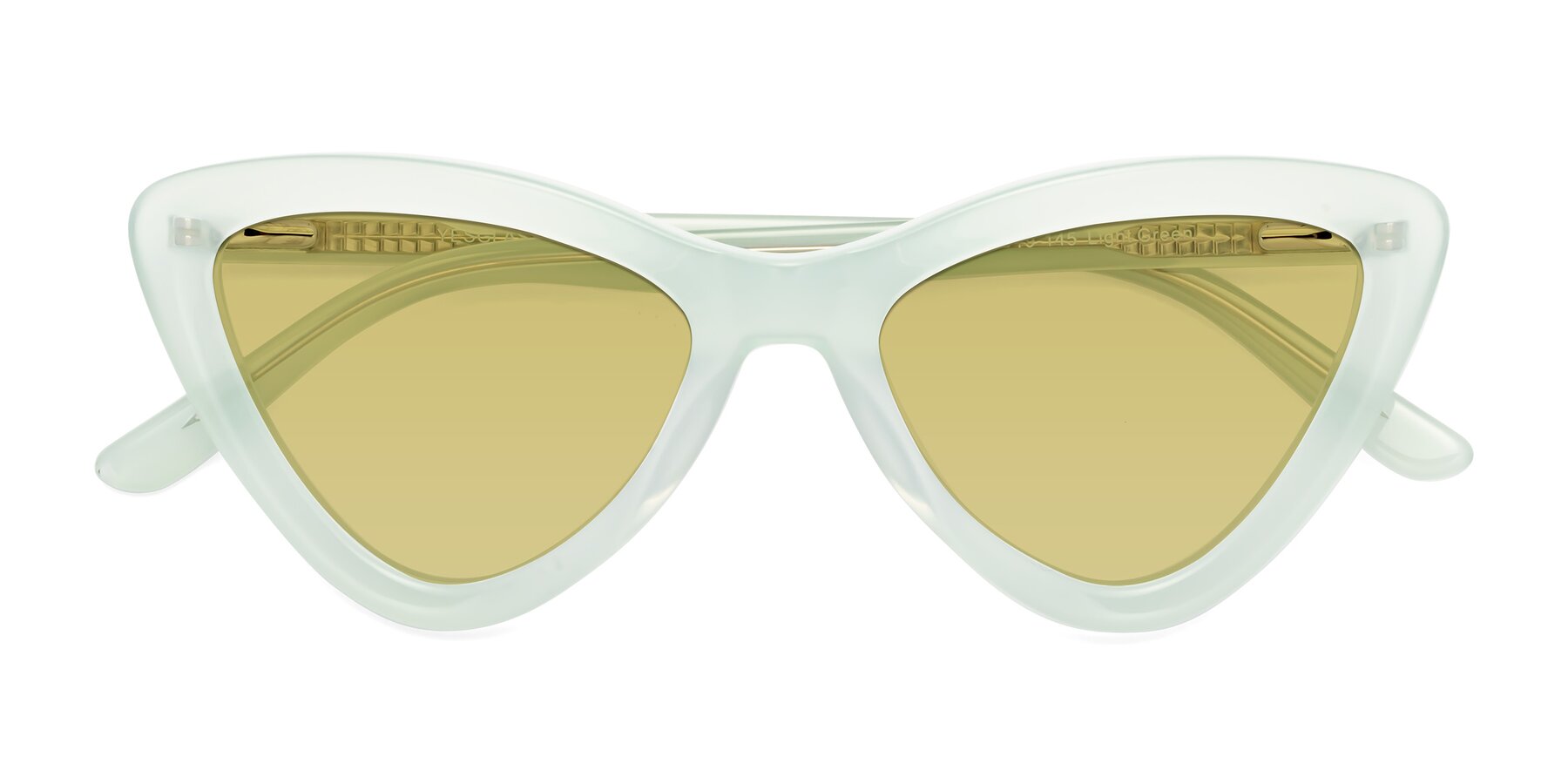 Folded Front of Candy in Light Green with Medium Champagne Tinted Lenses