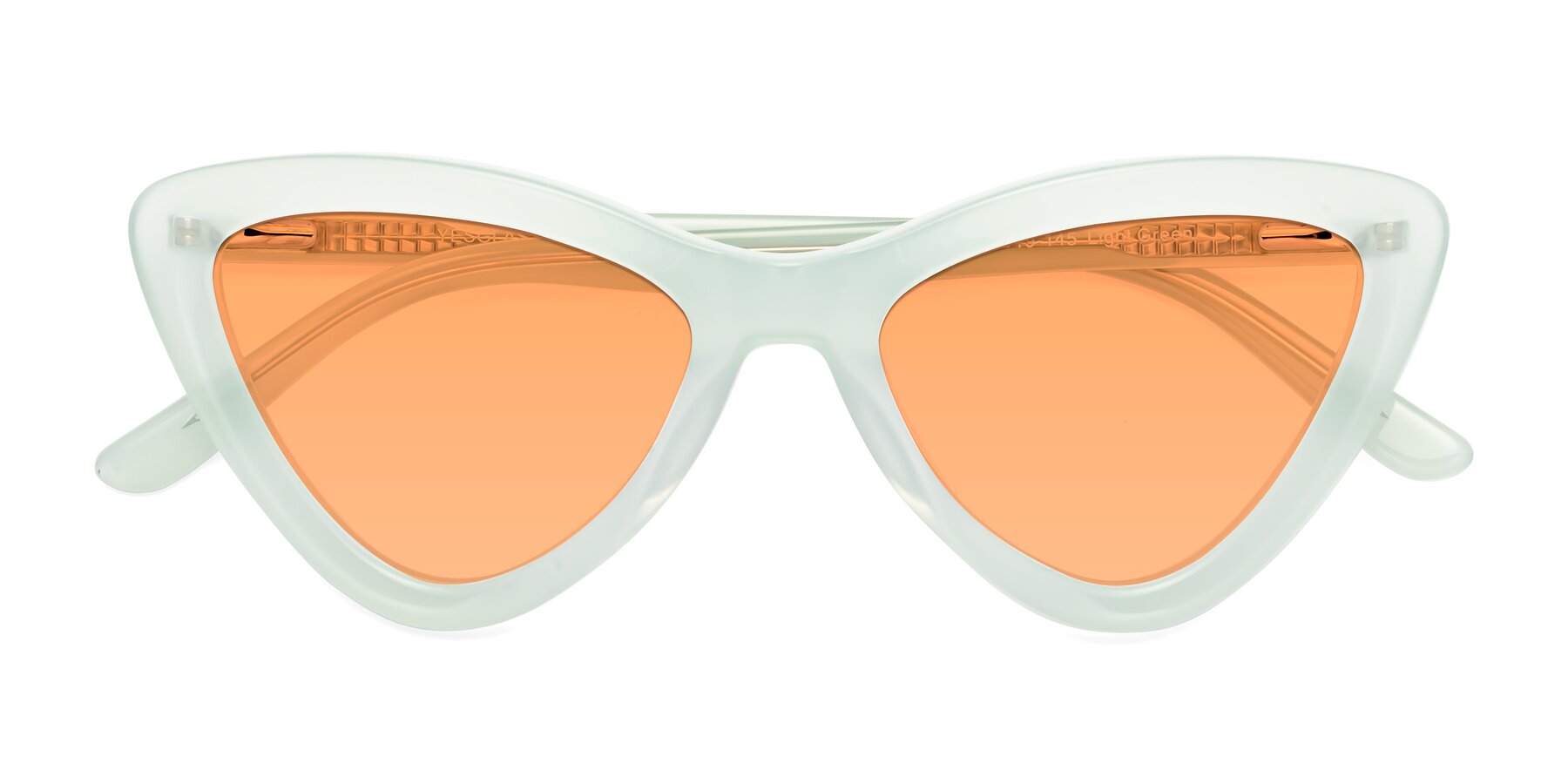 Folded Front of Candy in Light Green with Medium Orange Tinted Lenses