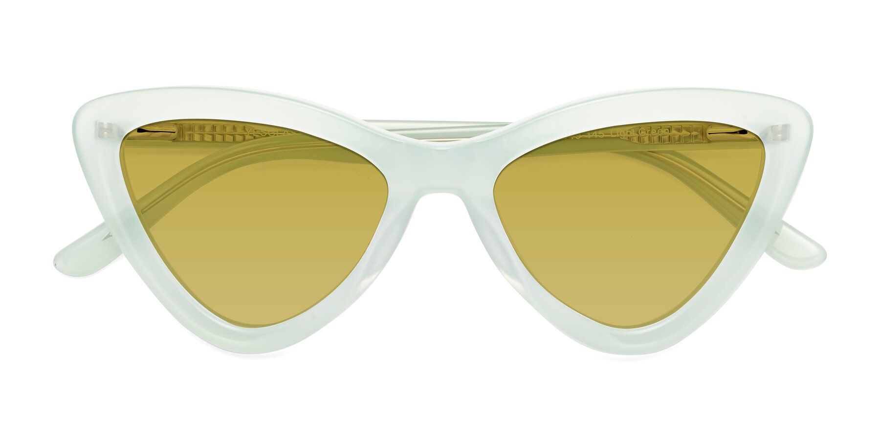 Folded Front of Candy in Light Green with Champagne Tinted Lenses