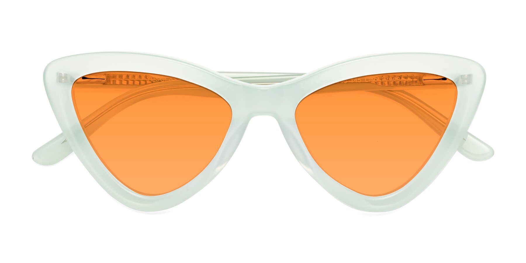 Folded Front of Candy in Light Green with Orange Tinted Lenses