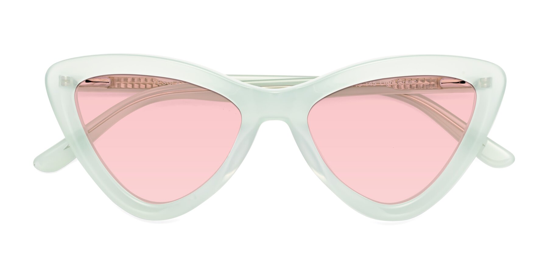 Folded Front of Candy in Light Green with Light Garnet Tinted Lenses