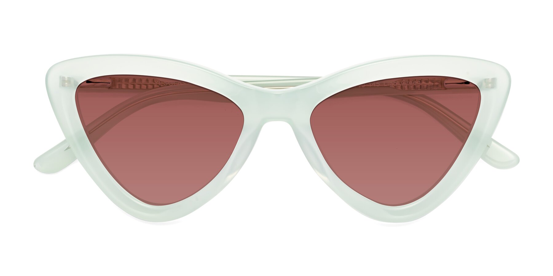 Folded Front of Candy in Light Green with Garnet Tinted Lenses