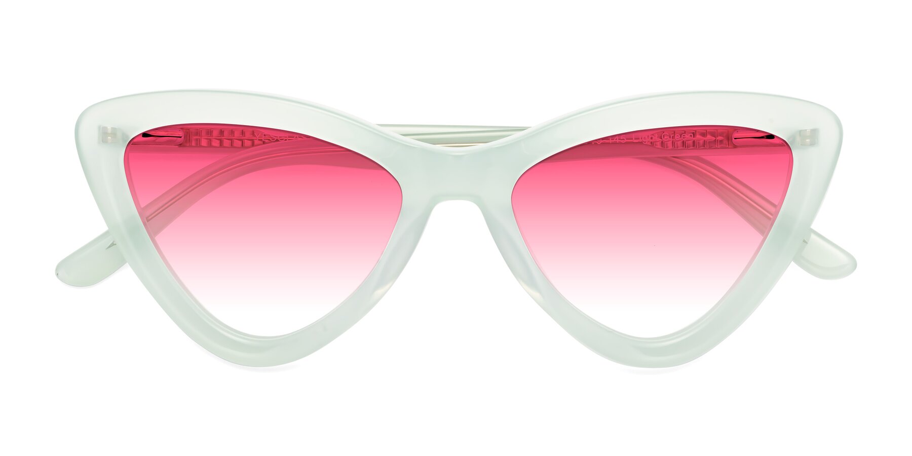 Folded Front of Candy in Light Green with Pink Gradient Lenses