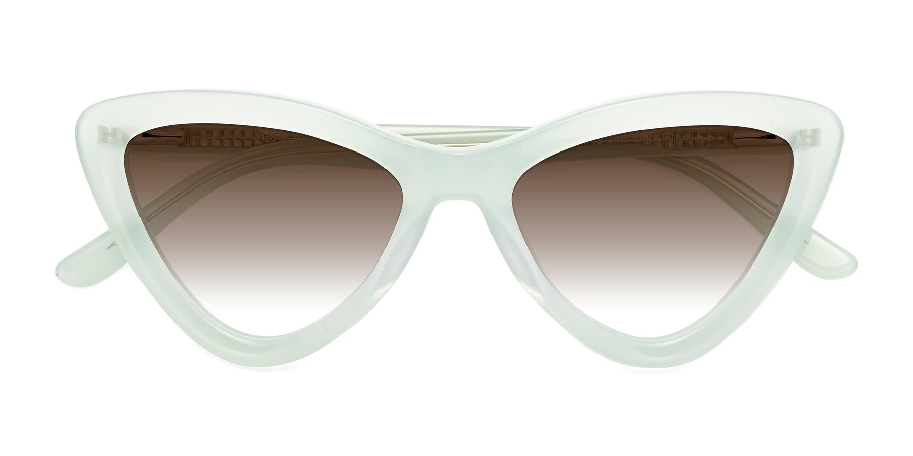 Folded Front of Candy in Light Green with Brown Gradient Lenses