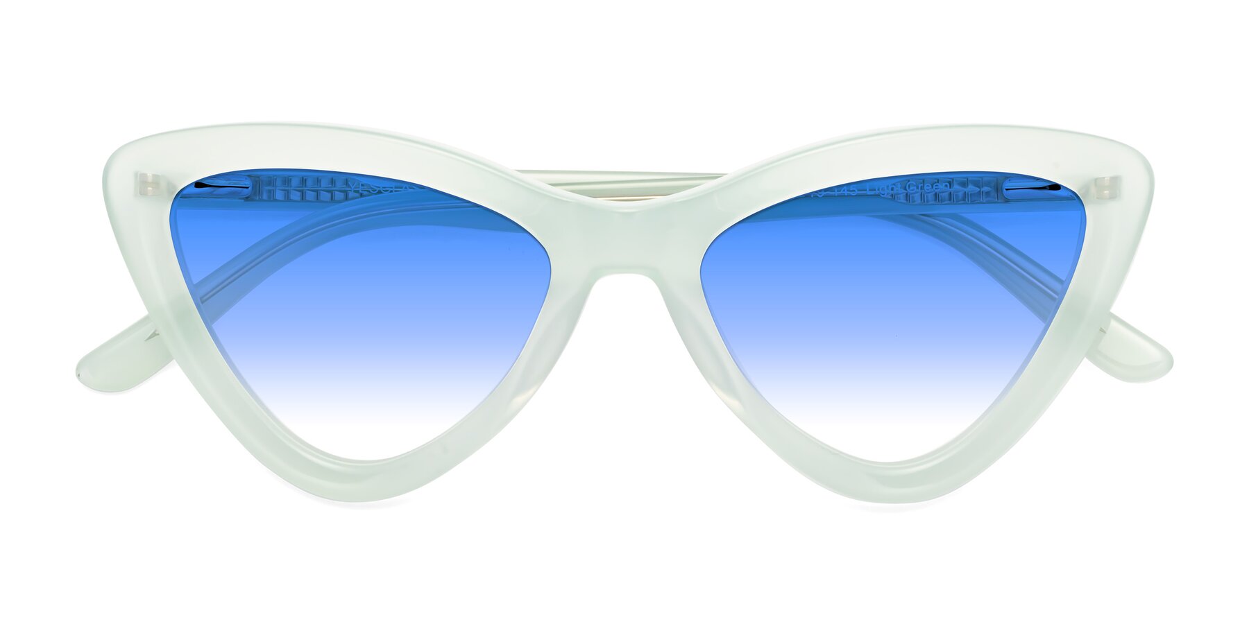 Folded Front of Candy in Light Green with Blue Gradient Lenses