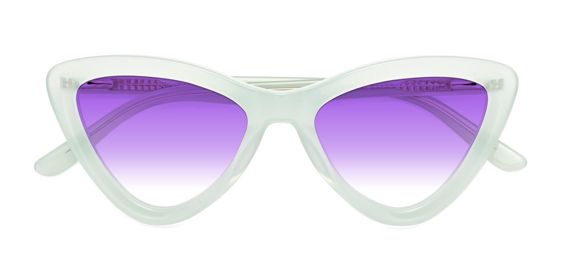 Folded Front of Candy in Light Green with Purple Gradient Lenses