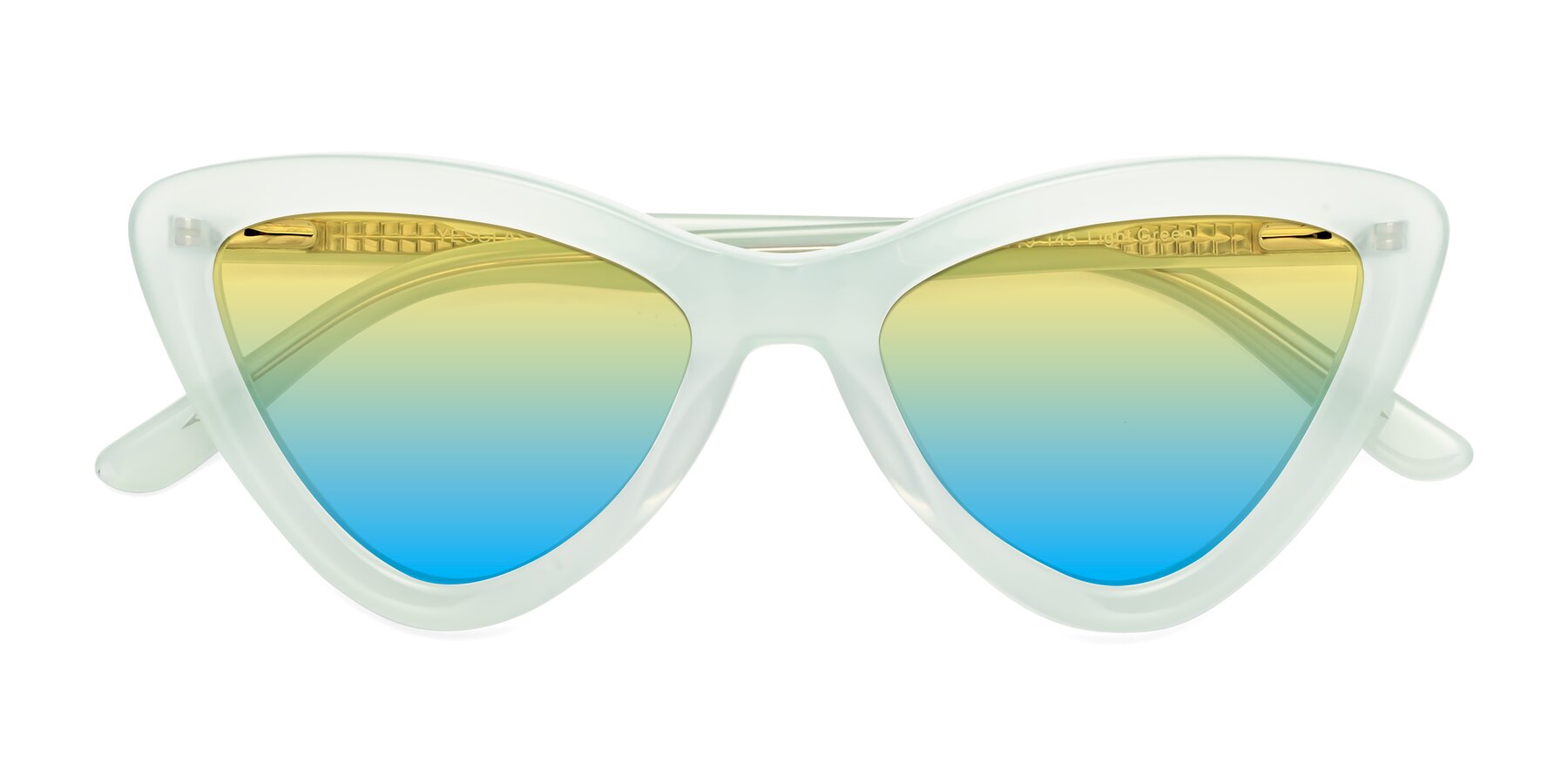 Folded Front of Candy in Light Green with Yellow / Blue Gradient Lenses