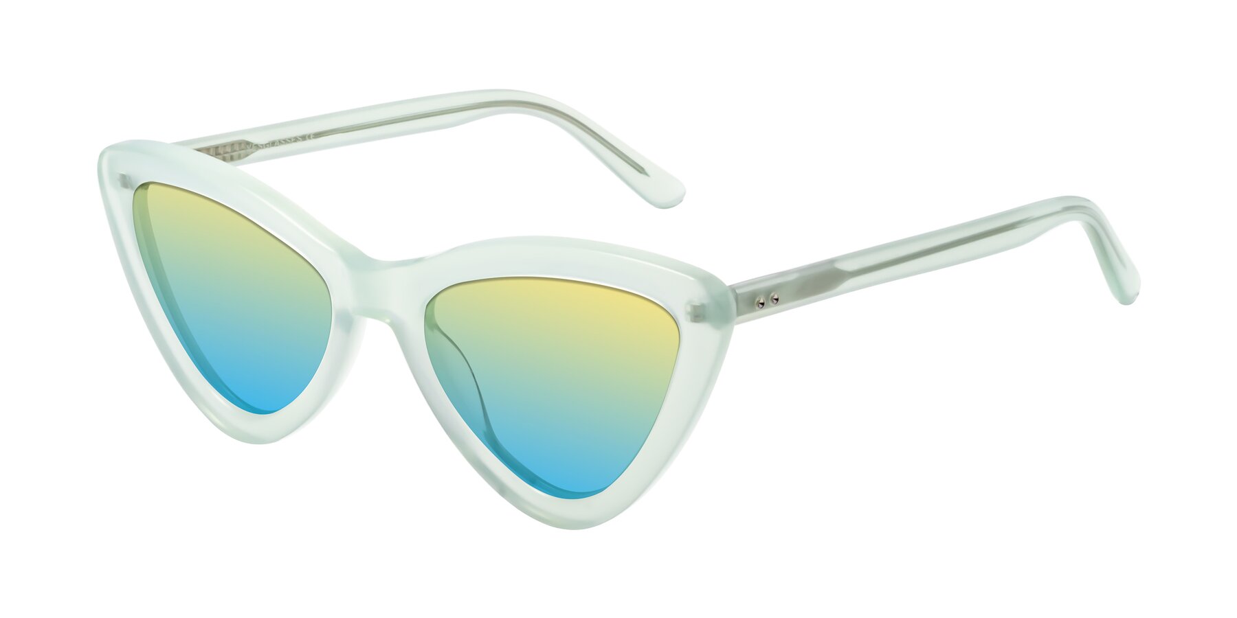Angle of Candy in Light Green with Yellow / Blue Gradient Lenses