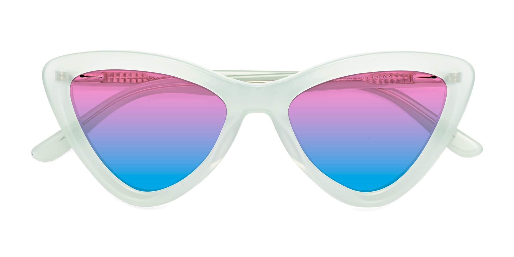 Folded Front of Candy in Light Green with Pink / Blue Gradient Lenses