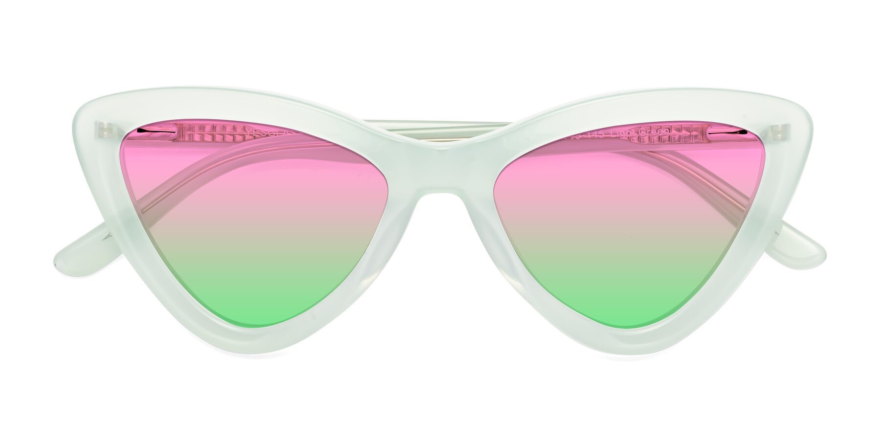 Folded Front of Candy in Light Green with Pink / Green Gradient Lenses