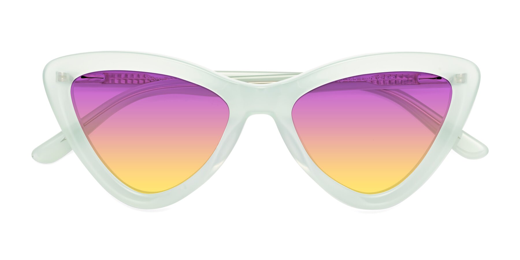 Folded Front of Candy in Light Green with Purple / Yellow Gradient Lenses