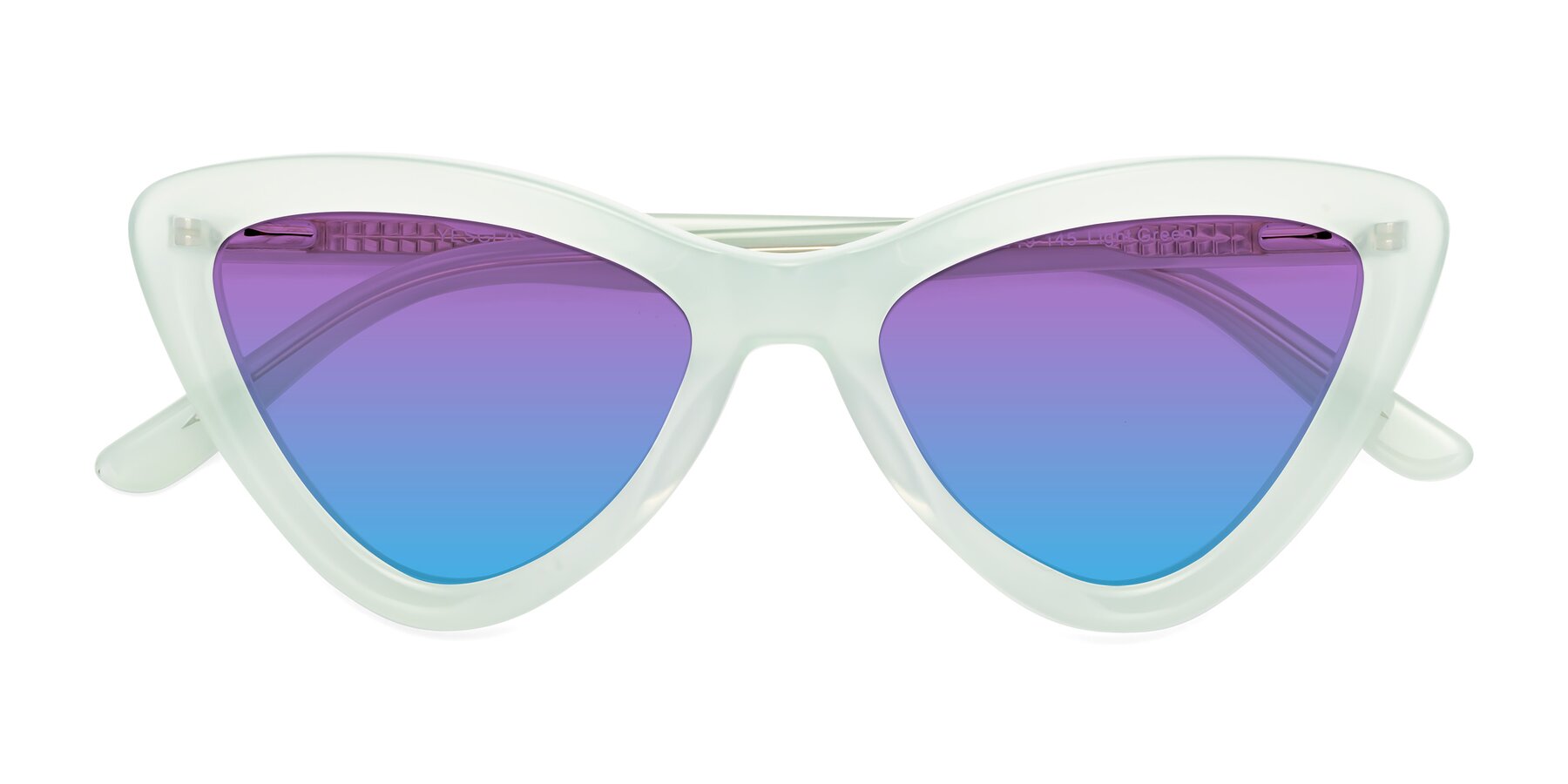 Folded Front of Candy in Light Green with Purple / Blue Gradient Lenses