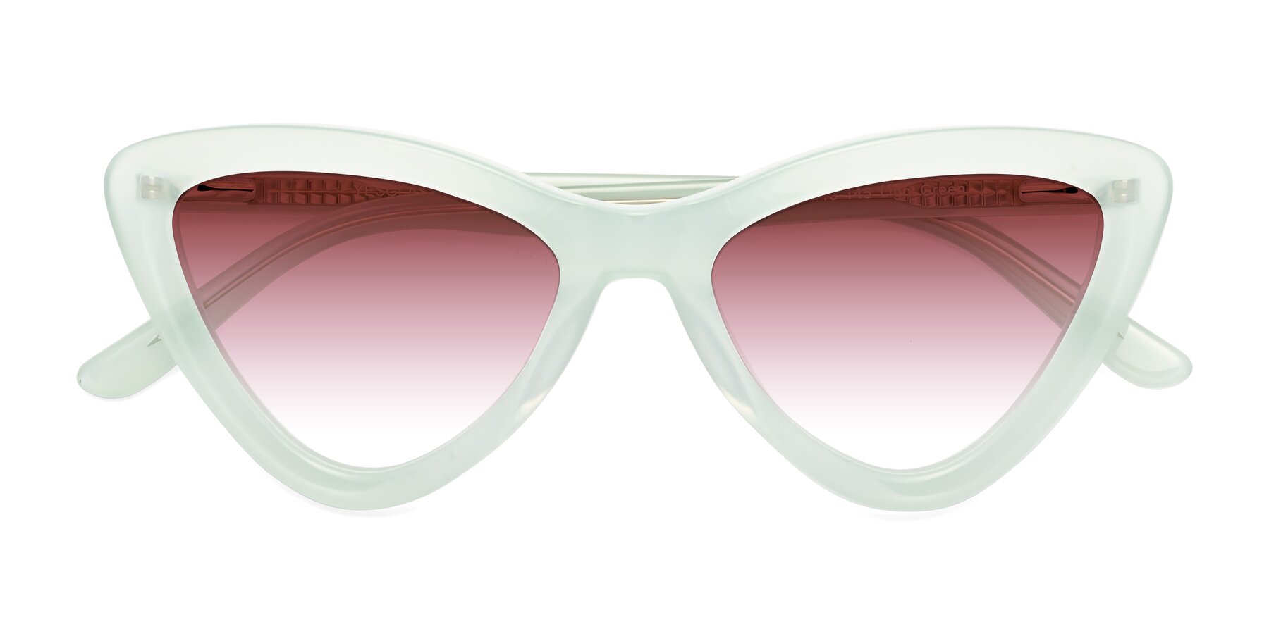 Folded Front of Candy in Light Green with Garnet Gradient Lenses