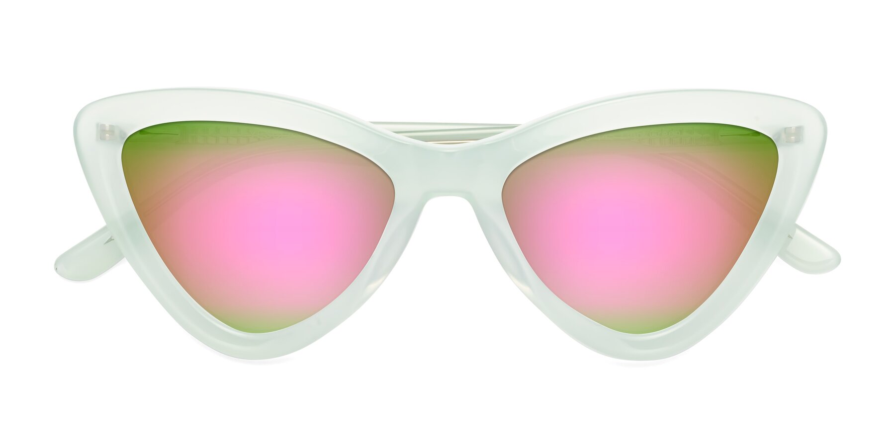 Folded Front of Candy in Light Green with Pink Mirrored Lenses