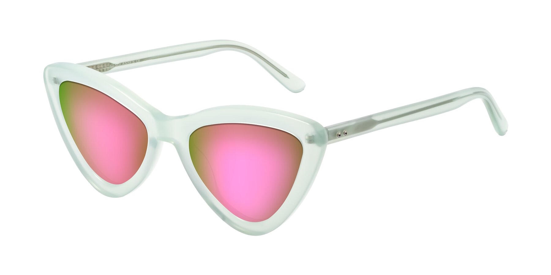 Angle of Candy in Light Green with Pink Mirrored Lenses