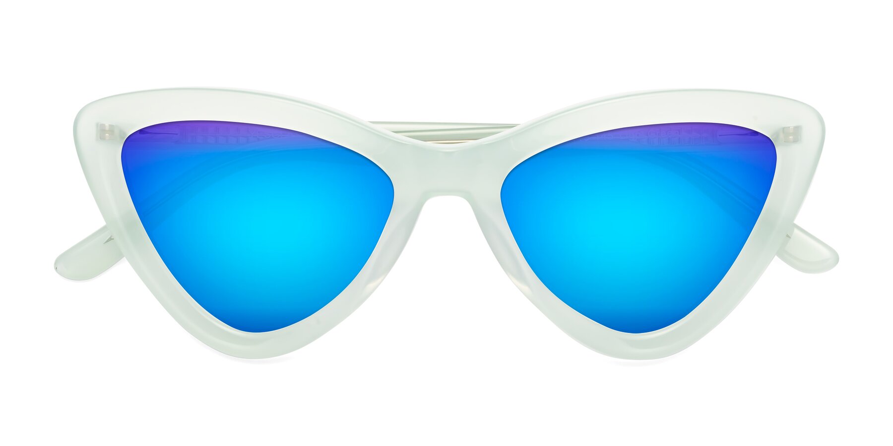 Folded Front of Candy in Light Green with Blue Mirrored Lenses