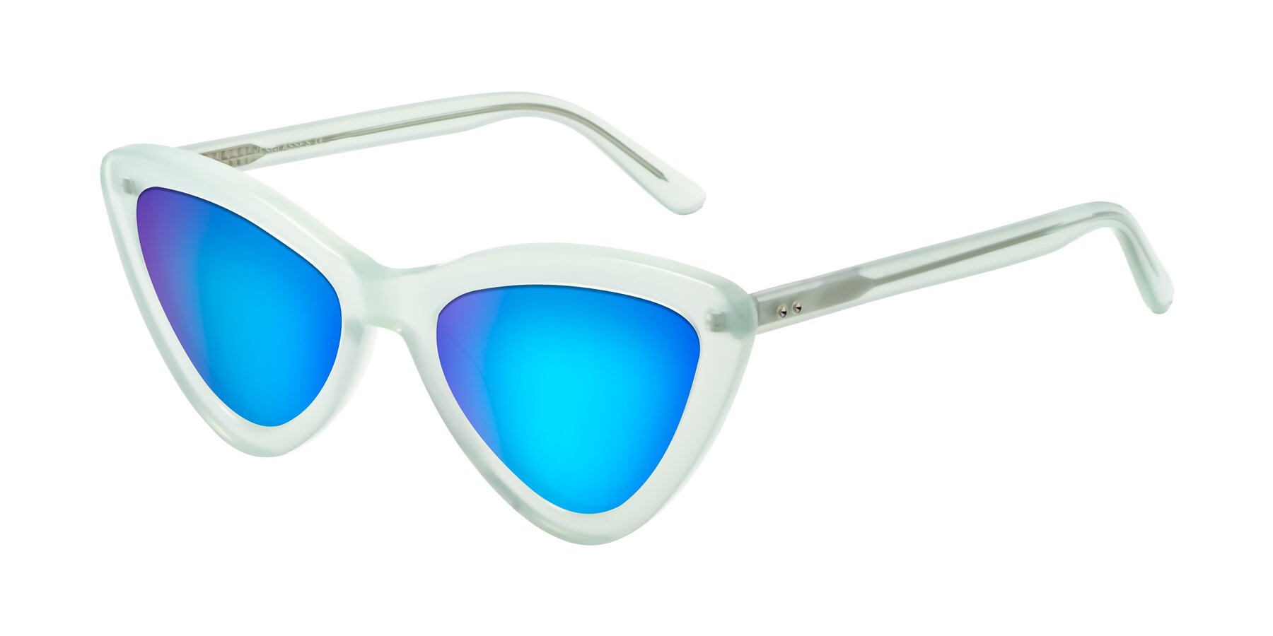 Angle of Candy in Light Green with Blue Mirrored Lenses