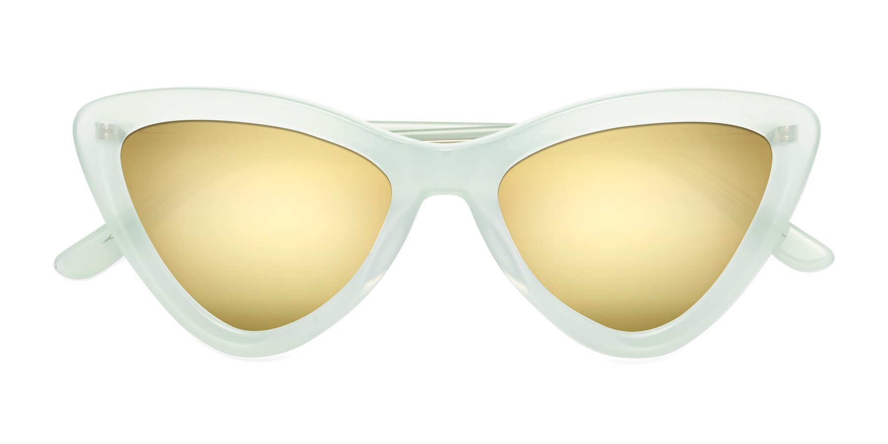 Folded Front of Candy in Light Green with Gold Mirrored Lenses