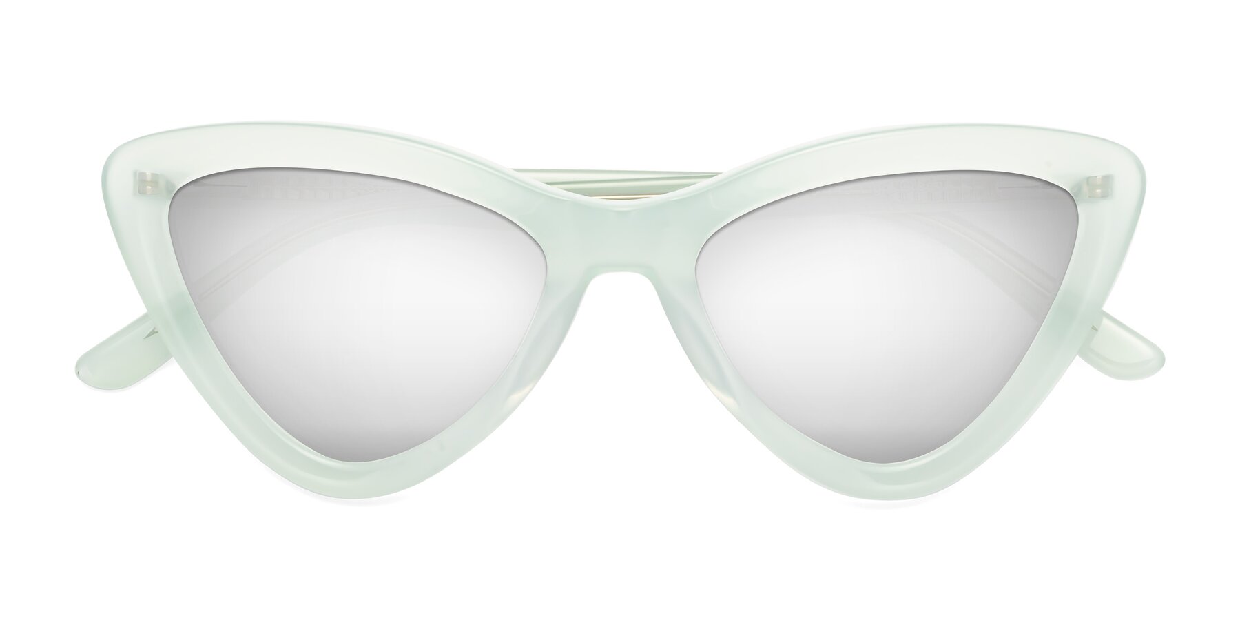 Folded Front of Candy in Light Green with Silver Mirrored Lenses