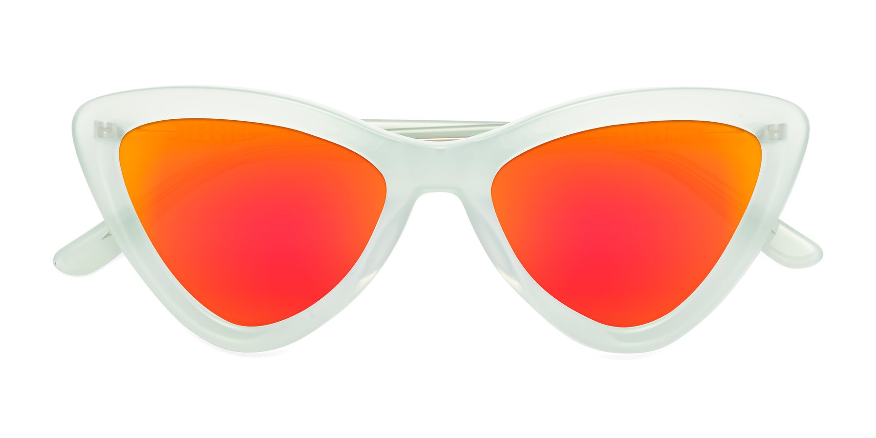 Folded Front of Candy in Light Green with Red Gold Mirrored Lenses