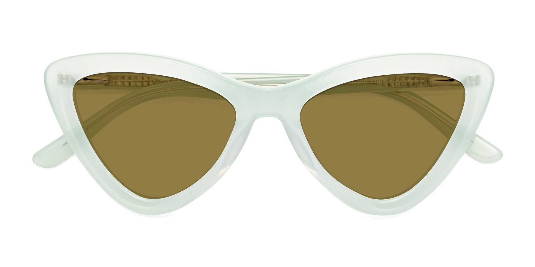 Folded Front of Candy in Light Green with Brown Polarized Lenses