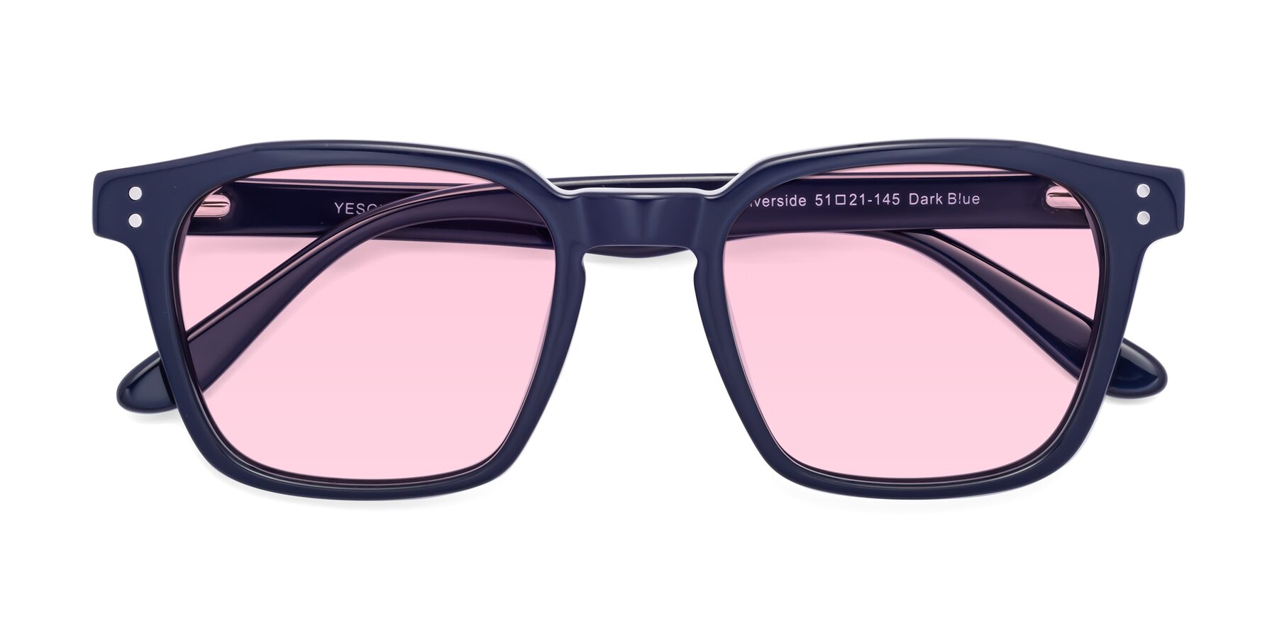 Folded Front of Riverside in Dark Blue with Light Pink Tinted Lenses
