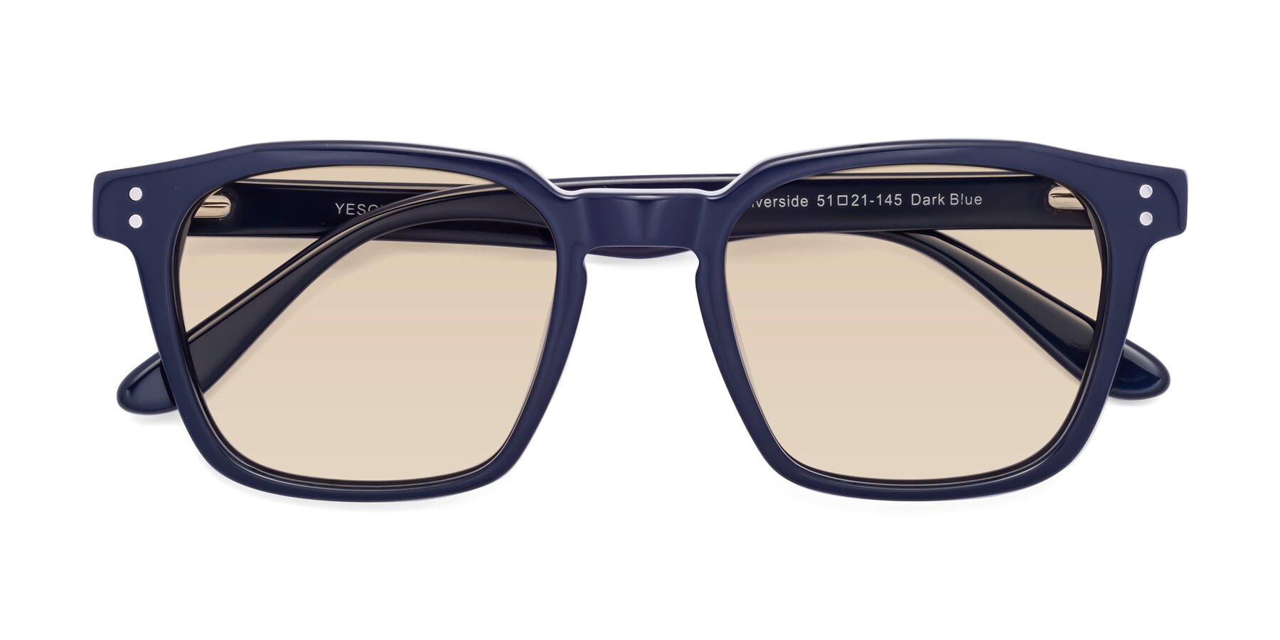 Folded Front of Riverside in Dark Blue with Light Brown Tinted Lenses