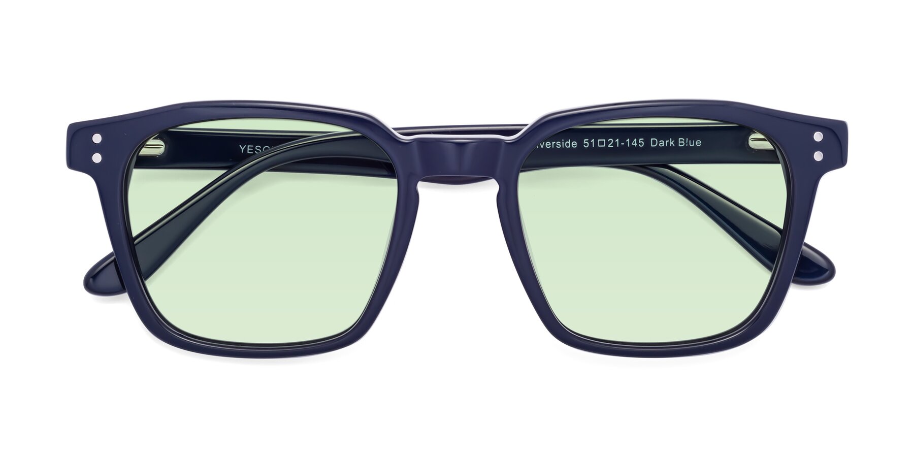 Folded Front of Riverside in Dark Blue with Light Green Tinted Lenses