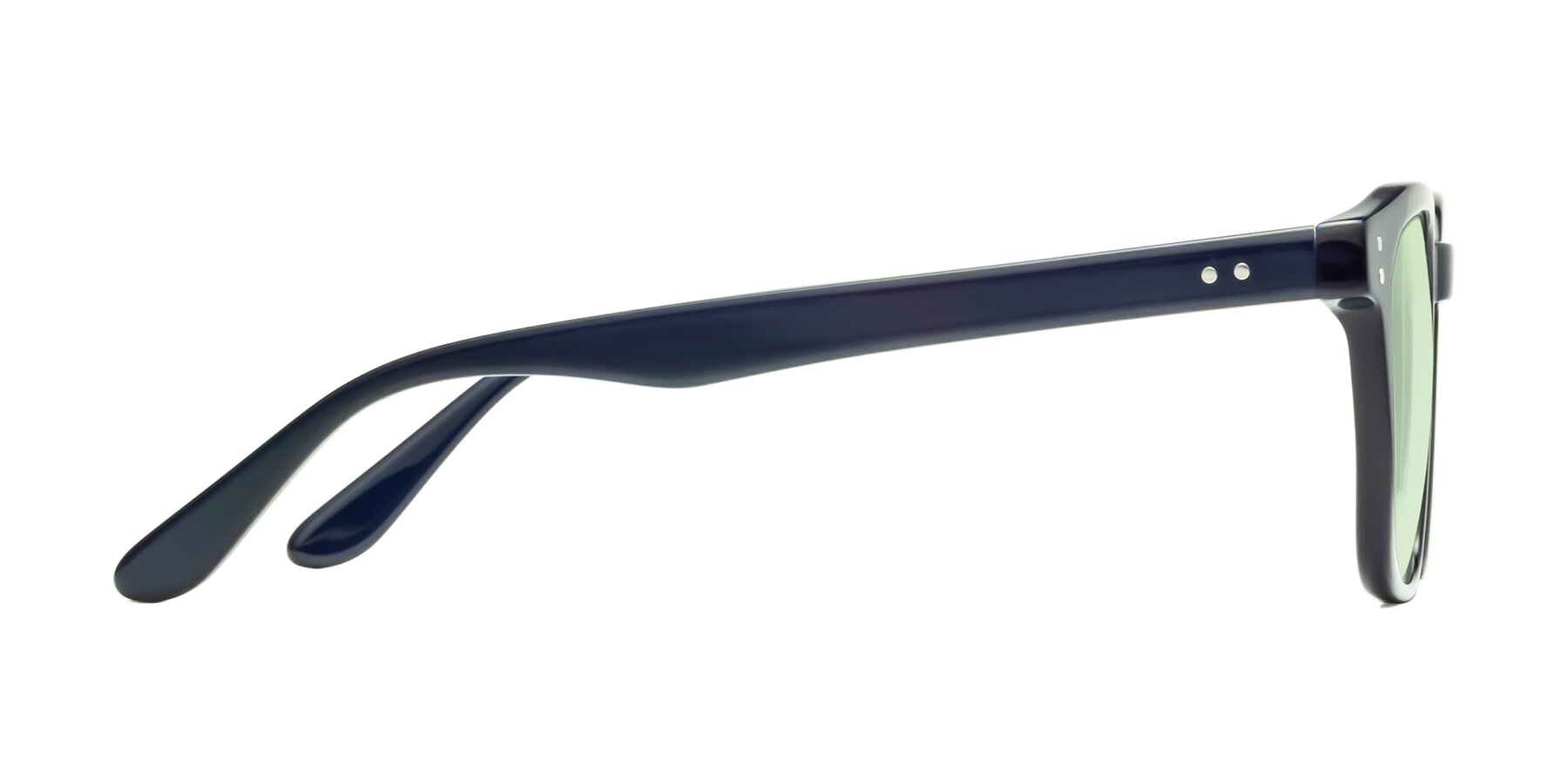Side of Riverside in Dark Blue with Light Green Tinted Lenses
