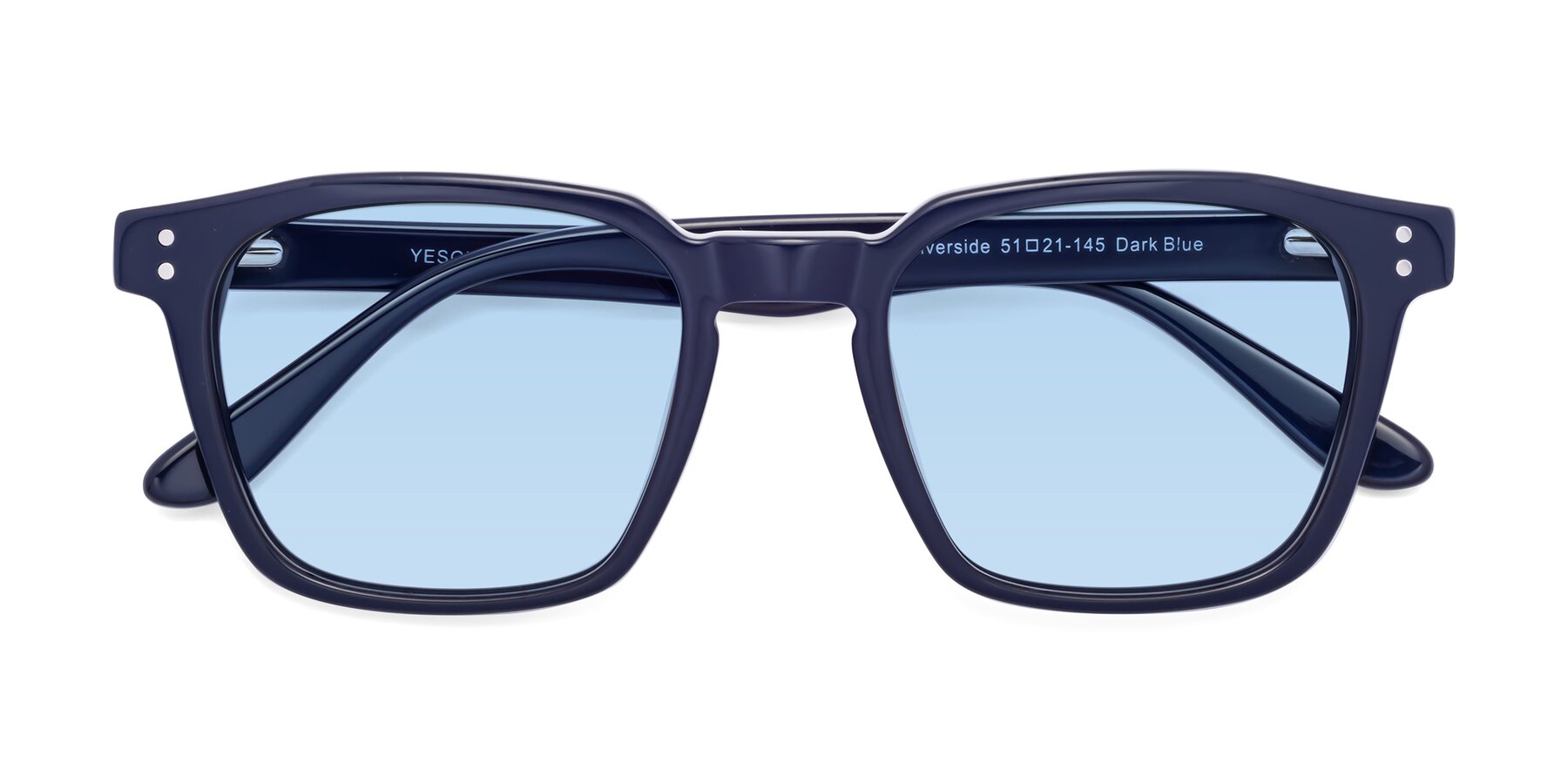 Folded Front of Riverside in Dark Blue with Light Blue Tinted Lenses