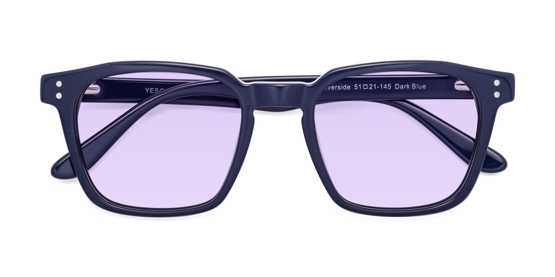Folded Front of Riverside in Dark Blue with Light Purple Tinted Lenses