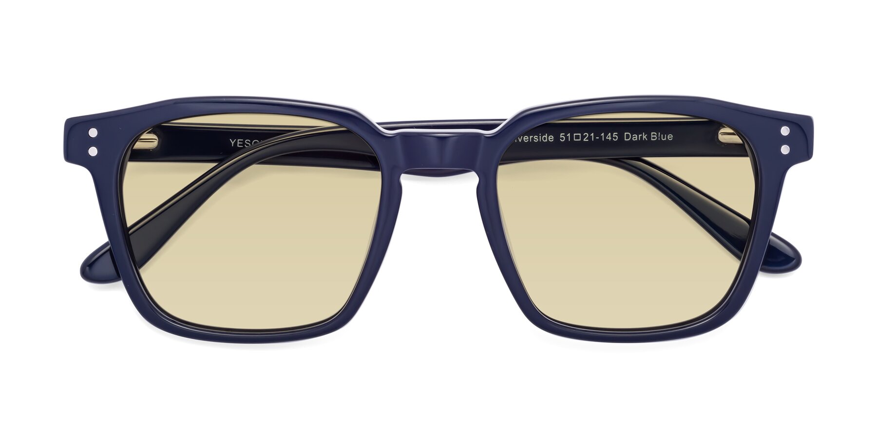 Folded Front of Riverside in Dark Blue with Light Champagne Tinted Lenses